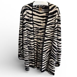 Kasper | Cardigan Sweater | Zebra Print | Black - Camel | XL